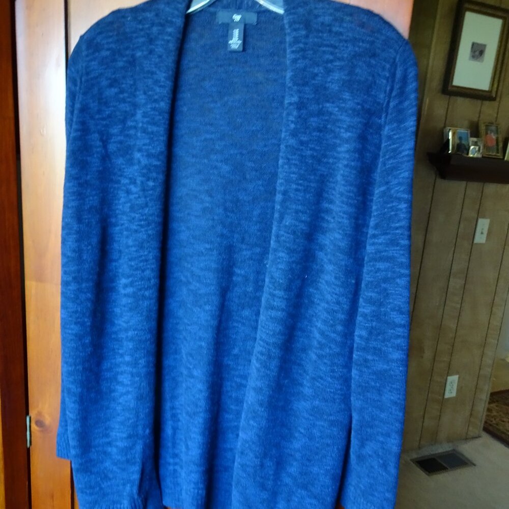 Gap Cardigan open  two tone dark blue, light blue heather long sweater M